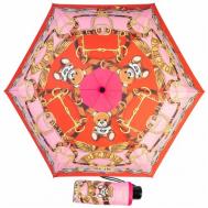 Мини-зонт , механика, 4 сложения, купол 92 см., 6 спиц, чехол в комплекте, для женщин, розовый, красный Moschino