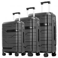 Умный чемодан , 3 шт., 120 л, размер M, черный Impreza