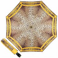 Мини-зонт , автомат, 3 сложения, купол 98 см., 8 спиц, система «антиветер», чехол в комплекте, для женщин, коричневый, желтый Moschino