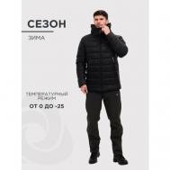 куртка  зимняя, силуэт свободный, ветрозащитная, размер 48-50 182-188, черный COSMOTEX