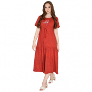 Платье , хлопок, повседневное, классическое, полуприлегающее, карманы, размер 54, бордовый Оптима Трикотаж