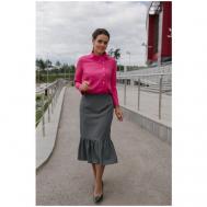Блуза  , нарядный стиль, прямой силуэт, длинный рукав, однотонная, размер 98, розовый Mila Bezgerts