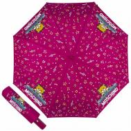 Мини-зонт , автомат, 3 сложения, купол 98 см., 8 спиц, система «антиветер», чехол в комплекте, для женщин, фиолетовый Moschino