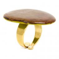 Кольцо , бижутерный сплав, золотой, коричневый Nature bijoux