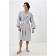 Халат , длинный рукав, карманы, банный халат, пояс/ремень, размер S, серый Sofi De Marko