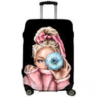 Чехол для чемодана , размер L, черный, розовый LeJoy