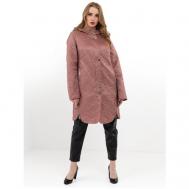 куртка   демисезонная, силуэт прямой, утепленная, стеганая, влагоотводящая, карманы, несъемный капюшон, размер 64, розовый Riches