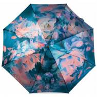 Смарт-зонт , автомат, 3 сложения, купол 104 см., 8 спиц, чехол в комплекте, для женщин, голубой Eleganzza