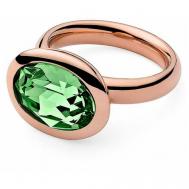 Кольцо , кристаллы Swarovski, зеленый, золотой Qudo