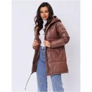 Кожаная куртка  , демисезон/зима, размер XL, коричневый E-LISMAN