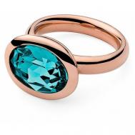 Кольцо , кристаллы Swarovski, голубой, золотой Qudo