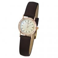 Наручные часы  женские, кварцевые, корпус золото, 585 проба, бриллианткоричневый Platinor