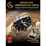Наручные часы  Часы наручные мужские кварцевые из нержавеющей стали в подарочной упаковке, серебряный, черный PARASMART