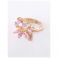Кольцо помолвочное , фианит, размер 17, розовый Lotus Jewelry