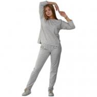 Комплект , футболка, брюки, укороченный рукав, пояс на резинке, трикотажная, размер 54, серый TWINS