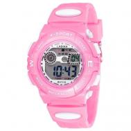 Наручные часы  Электронные спортивные наручные часы  с секундомером, подсветкой, защитой от влаги и ударов, розовый Lasika