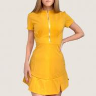 Платье-поло хлопок, повседневное, прилегающее, мини, размер 42-44, желтый Seller59