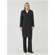 Пальто-кокон   демисезонное, шерсть, силуэт прямой, средней длины, размер 44/170, черный Pompa