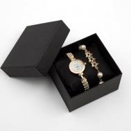 Наручные часы Подарочный набор 2 в 1 "Эйенн": наручные часы d-2.5 см, браслет, золотой