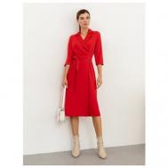 Платье , в классическом стиле, свободный силуэт, миди, размер 40, красный Viaville