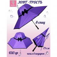 Зонт-трость , полуавтомат, купол 102 см., 8 спиц, чехол в комплекте, для женщин, фиолетовый, черный Diniya
