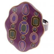 Кольцо , бижутерный сплав, эмаль, фиолетовый Clara Bijoux