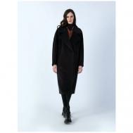 Пальто   демисезонное, шерсть, оверсайз, средней длины, размер 46/170, коричневый Lea Vinci