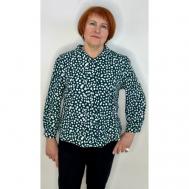 Блуза , нарядный стиль, прямой силуэт, укороченный рукав, без карманов, размер 54, зеленый Fil