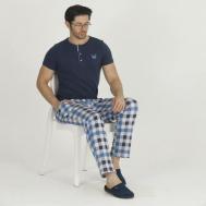 Пижама , футболка, брюки, короткий рукав, карманы, стрейч, размер 46, синий Teknur
