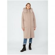 Пальто-кокон   зимнее, шерсть, силуэт прямой, удлиненное, размер 46/170, розовый Pompa