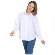 Блуза , классический стиль, оверсайз, длинный рукав, манжеты, однотонная, размер 44, белый Butik-ivetta