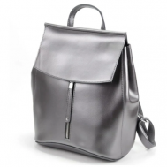 Рюкзак , натуральная кожа, внутренний карман, регулируемый ремень, серый Mega Outlet