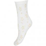 Женские носки  средние, фантазийные, капроновые, 20 den, размер UNICA, белый, бежевый Mademoiselle