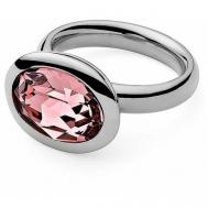 Кольцо , бижутерный сплав, серебрение, кристаллы Swarovski, розовый, серебряный Qudo