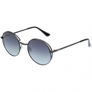 Солнцезащитные очки , круглые, оправа: металл, устойчивые к появлению царапин, градиентные, поляризационные, с защитой от УФ, черный StyleMark