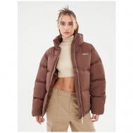 куртка   зимняя, оверсайз, подкладка, размер XS, коричневый Feelz