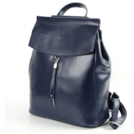 Рюкзак , натуральная кожа, внутренний карман, регулируемый ремень, синий Mega Outlet