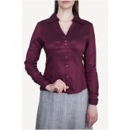 Блуза  , классический стиль, полуприлегающий силуэт, длинный рукав, размер 54, красный Galar