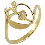 Перстень  К-11013-17 желтое золото, 585 проба, родирование, бриллиант, размер 17, желтый Альдзена