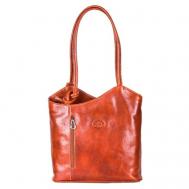 Рюкзак , фактура гладкая, тиснение, оранжевый, коричневый Mia Donna