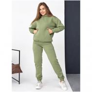 Костюм , худи и брюки, спортивный стиль, оверсайз, утепленный, карманы, размер 50, зеленый Промдизайн