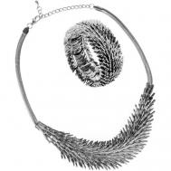 Комплект бижутерии : браслет, колье, размер колье/цепочки 50 см., серебряный Janess