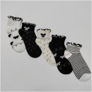 Женские носки  высокие, фантазийные, 40 den, 5 пар, размер 36-41, белый, черный Kataya