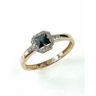 Кольцо АЙМИЛА, красное золото, 585 проба, сапфир, бриллиант, размер 17, синий, бесцветный Аймила