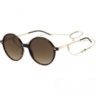 Солнцезащитные очки , круглые, оправа: металл, градиентные, с защитой от УФ, для женщин, коричневый BOSS