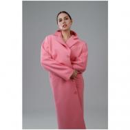 Пальто   демисезонное, шерсть, силуэт прямой, удлиненное, размер XXS, розовый ZNWR
