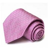 Галстук , натуральный шелк, широкий, для мужчин, розовый Celine