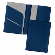 Обложка для паспорта  из экокожи с отделениями для документов (права, полис, пластиковые карты) KOP-01, серый, синий Flexpocket