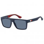 Солнцезащитные очки , прямоугольные, для мужчин, черный Tommy Hilfiger