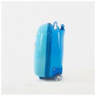 Чемодан  , пластик, ручная кладь, 30х40х20 см, голубой TransMarket
